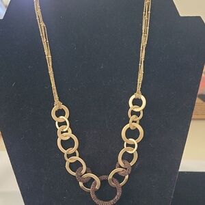 Elegant Gold and Brown Chain Necklace